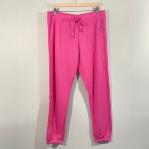 PJ Salvage Women Pink Love and Peace Neon Jogger Size L